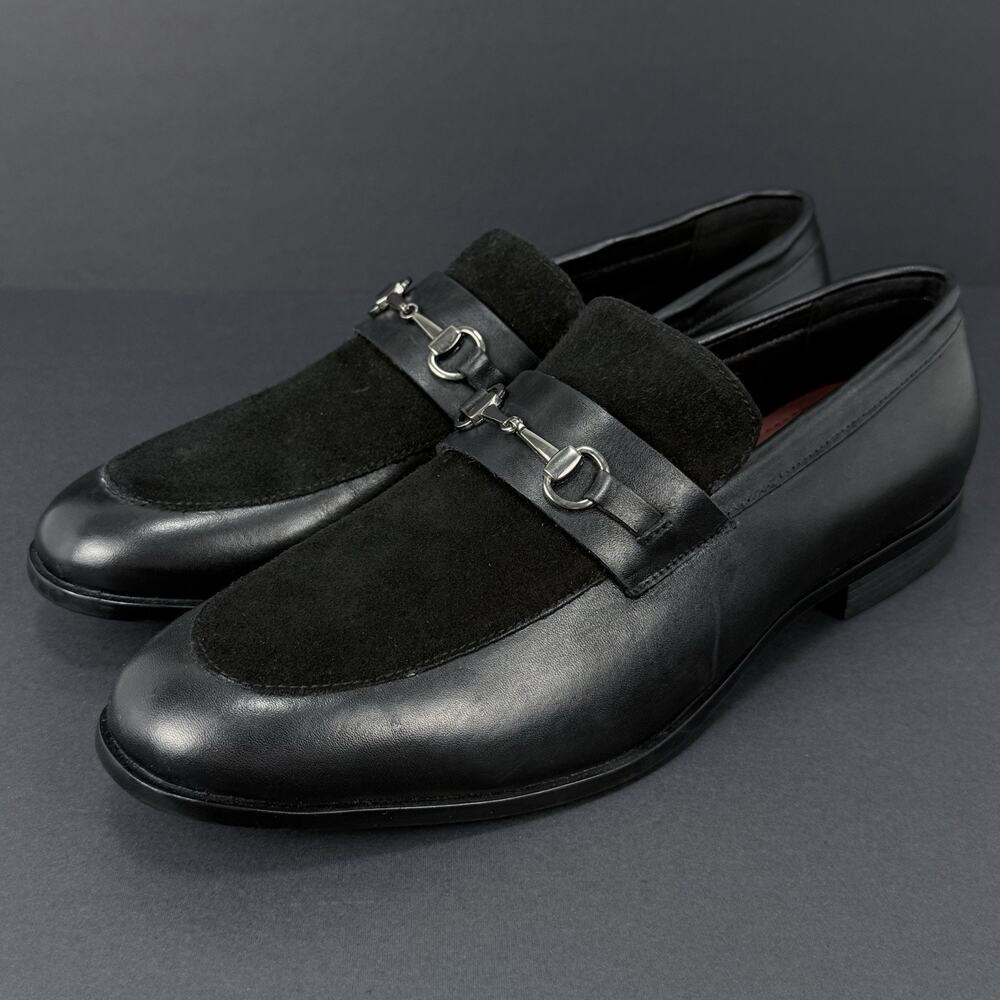 Carlos Santana Lucien Bit Loafer Men’s Size 10 Black Leather Suede Dress Shoes